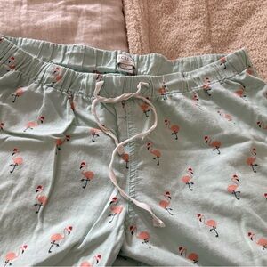 J. Crew Light Green Flamingo Print pj bottoms large